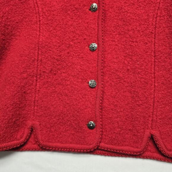 Vintage Nell Flowers Jacket Womens 10 Wool Scallop Hem Boiled Wool Blazer - Picture 3 of 8